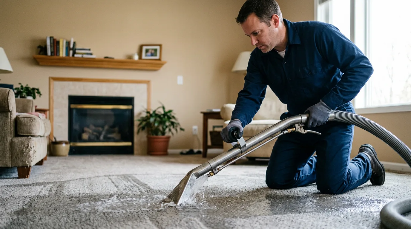 Water damage restoration technician working near Albion, NY